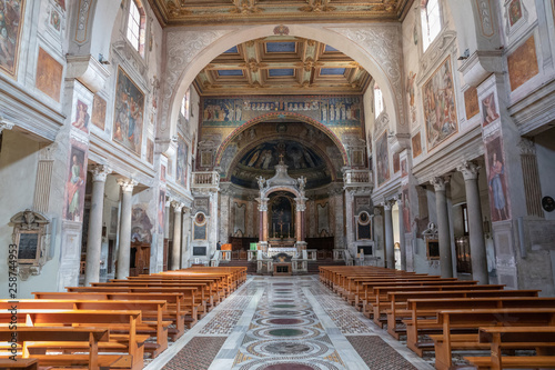 Panoramic view of interior of the The Basilica of Saint Praxedes photo