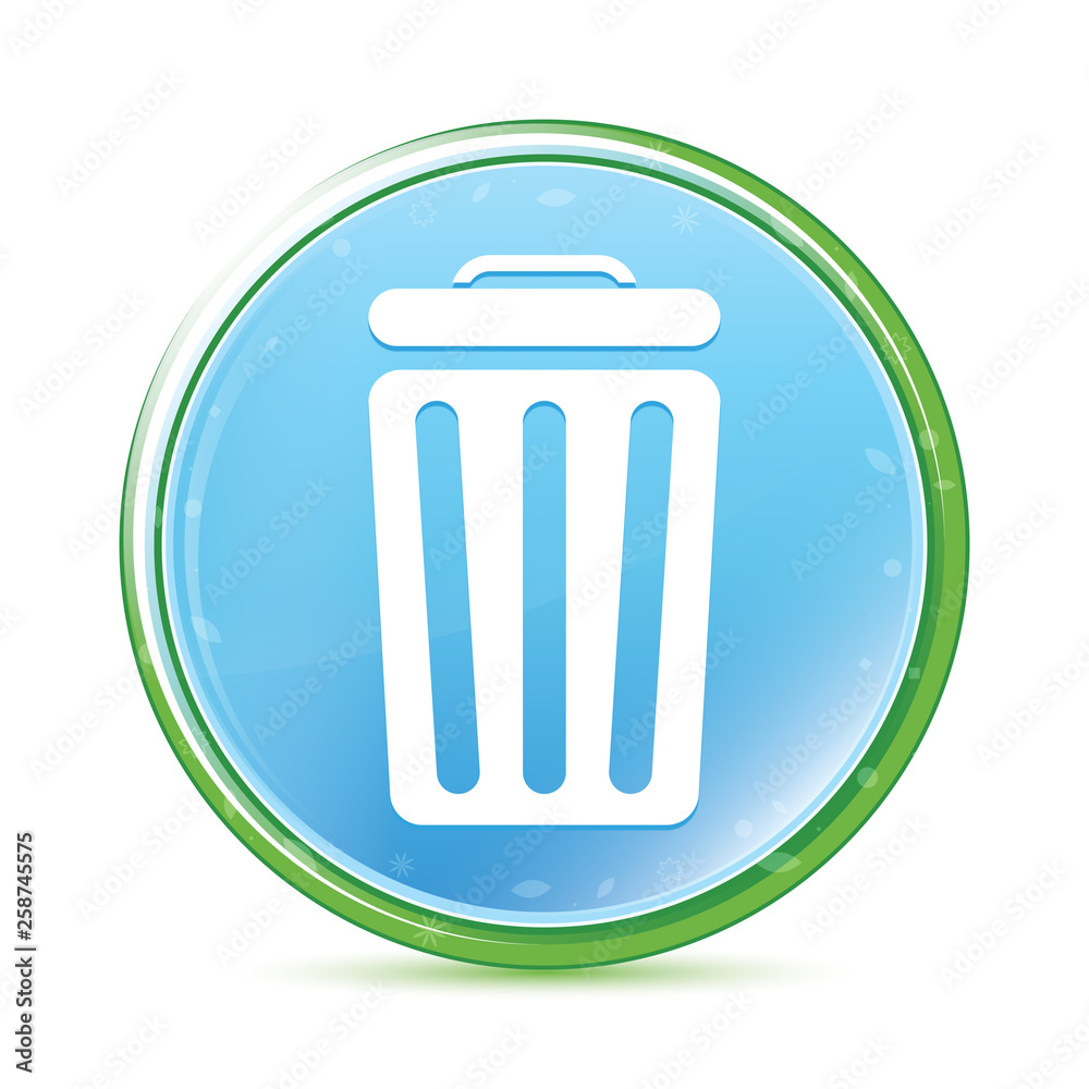 Bin icon natural aqua cyan blue round button Bin icon natural aqua cyan blue round button