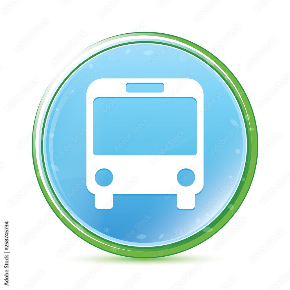 Bus icon natural aqua cyan blue round button Bus icon natural aqua cyan blue round button