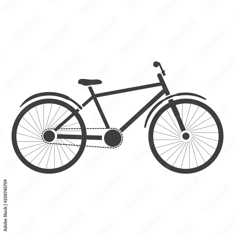 Bicycle icon. Partially detailed image. Vector on white background Bicycle icon. Partially detailed image. Vector on white background