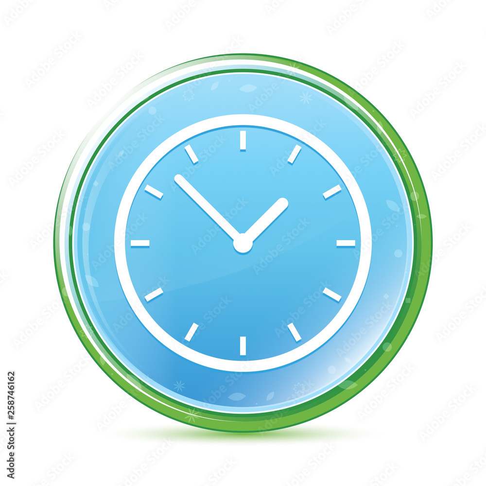 Clock icon natural aqua cyan blue round button Clock icon natural aqua cyan blue round button