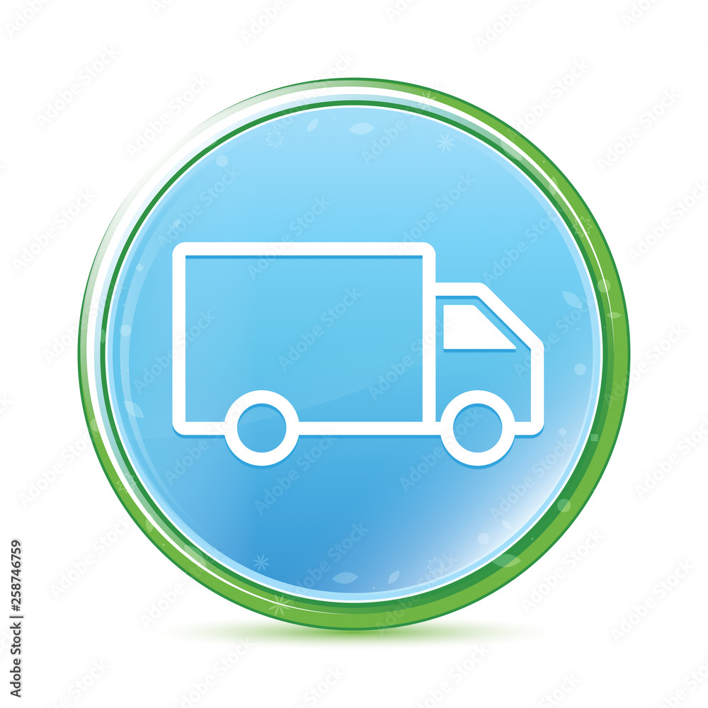 Delivery truck icon natural aqua cyan blue round button Delivery truck icon natural aqua cyan blue round button