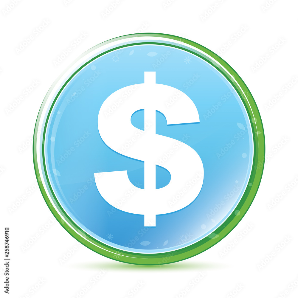 Dollar sign icon natural aqua cyan blue round button Dollar sign icon natural aqua cyan blue round button