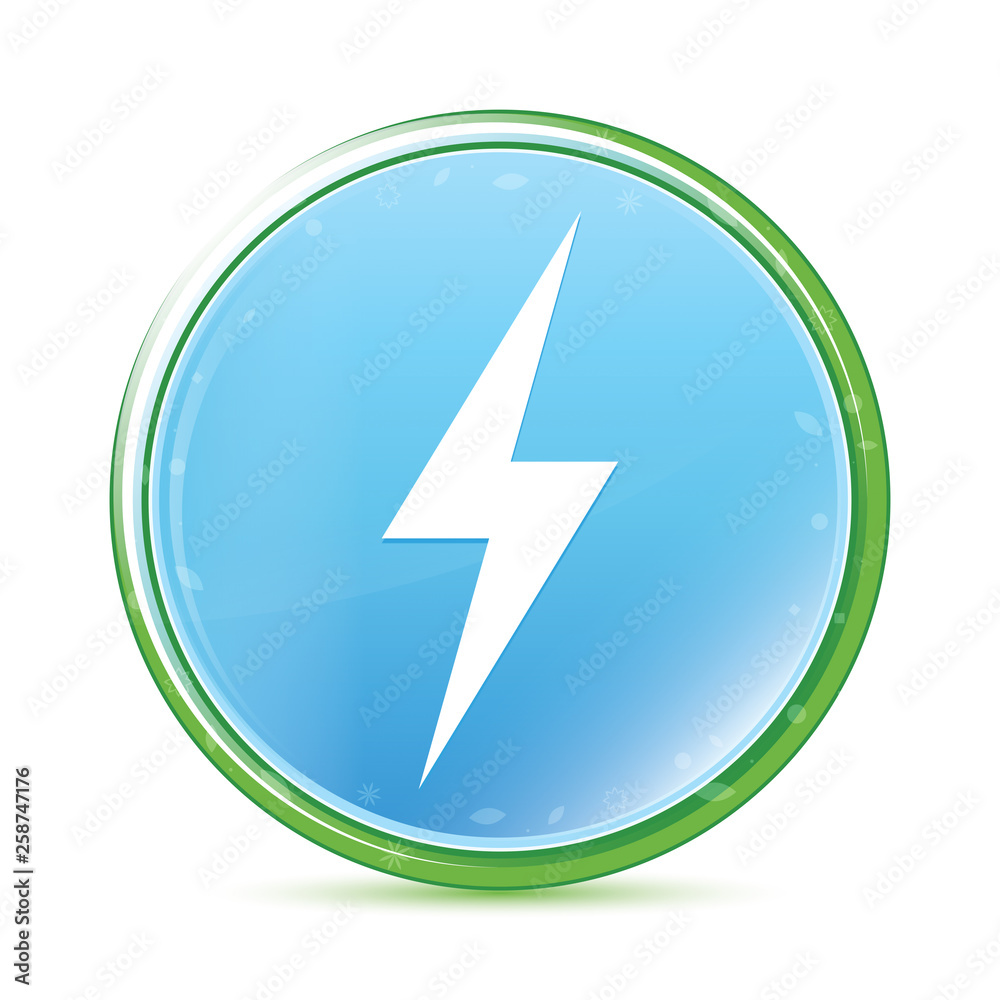 Electricity icon natural aqua cyan blue round button Electricity icon natural aqua cyan blue round button
