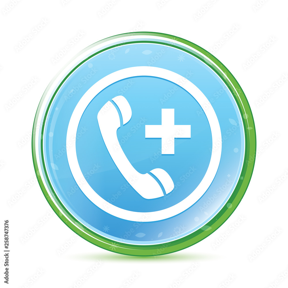 Emergency call icon natural aqua cyan blue round button Emergency call icon natural aqua cyan blue round button