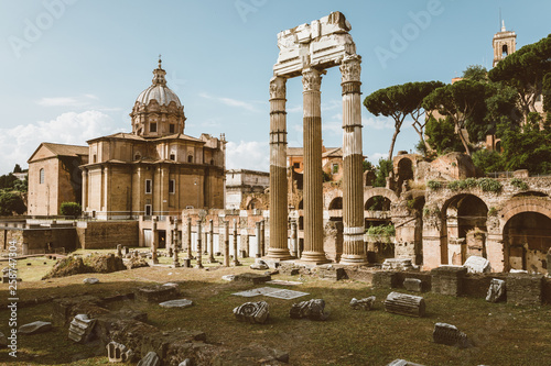 Panoramic view of temple of Venus Genetrix is a ruined temple, forum of Caesar photo