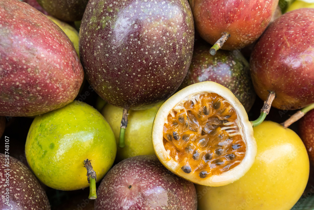 fresh passion fruit in the local market