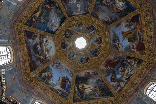 Panoramic view of interior cupola of the Medici Chapels (Cappelle Medicee)