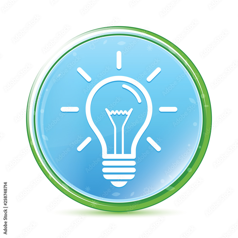 Lightbulb icon natural aqua cyan blue round button Lightbulb icon natural aqua cyan blue round button