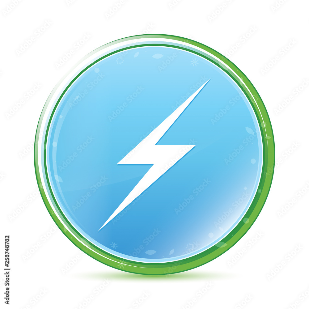 Lightning icon natural aqua cyan blue round button Lightning icon natural aqua cyan blue round button