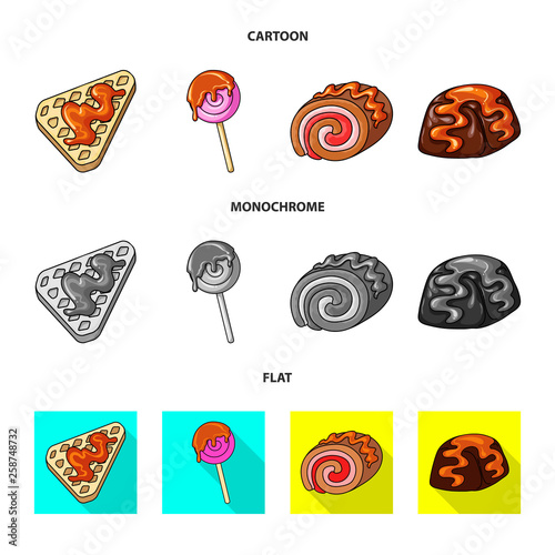 Vector illustration of confectionery and culinary icon. Collection of confectionery and product vector icon for stock.