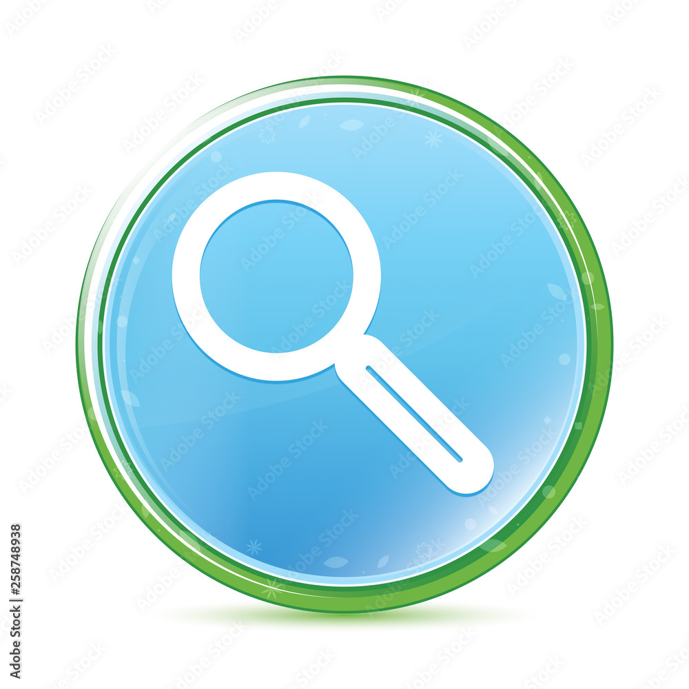 Magnifying glass icon natural aqua cyan blue round button Magnifying glass icon natural aqua cyan blue round button