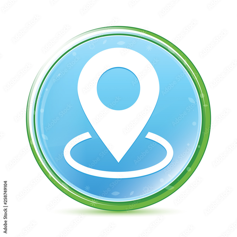 Map point icon natural aqua cyan blue round button Map point icon natural aqua cyan blue round button