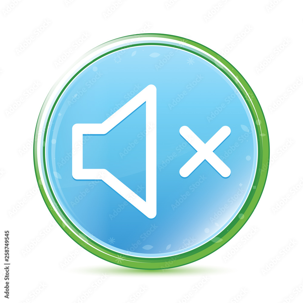 Mute speaker icon natural aqua cyan blue round button Mute speaker icon natural aqua cyan blue round button