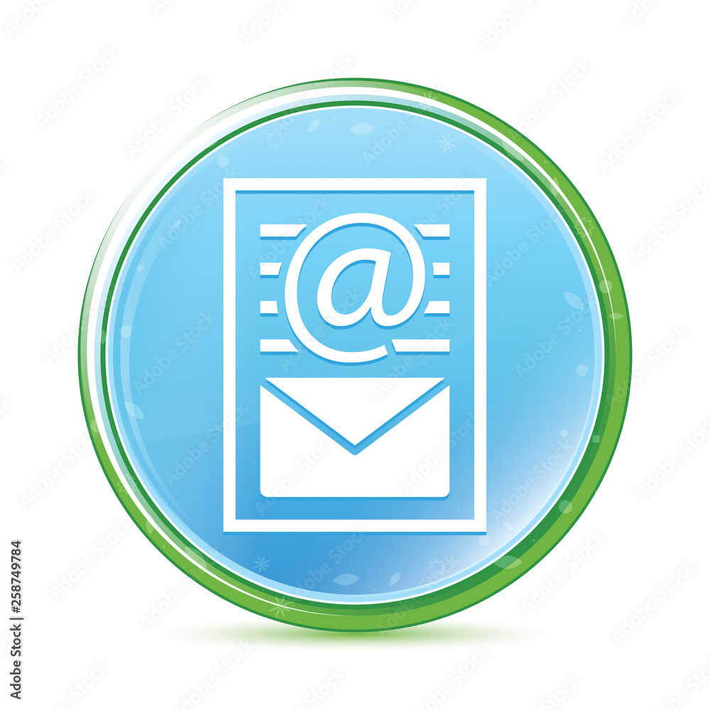 Newsletter document page icon natural aqua cyan blue round button Newsletter document page icon natural aqua cyan blue round button