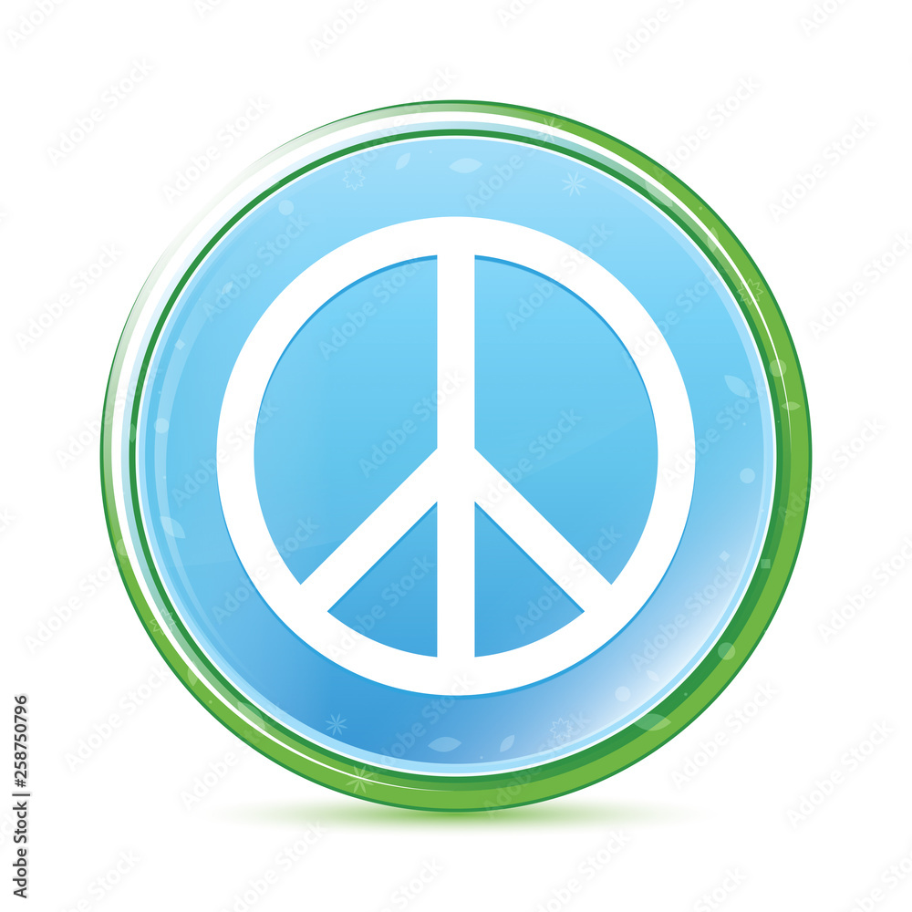 Peace sign icon natural aqua cyan blue round button Peace sign icon natural aqua cyan blue round button