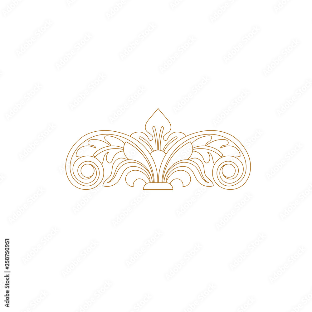 Golden vintage baroque ornament, corner. Retro pattern antique style acanthus.