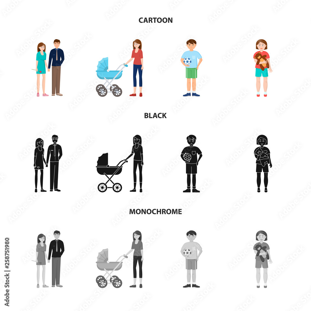 Isolated object of character and avatar symbol. Collection of character and portrait stock vector illustration. Isolated object of character and avatar symbol. Collection of character and portrait stock vector illustration.