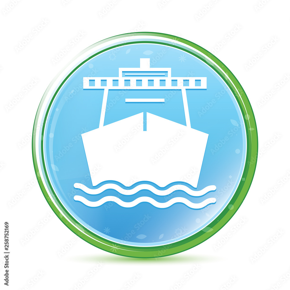 Ship icon natural aqua cyan blue round button Ship icon natural aqua cyan blue round button