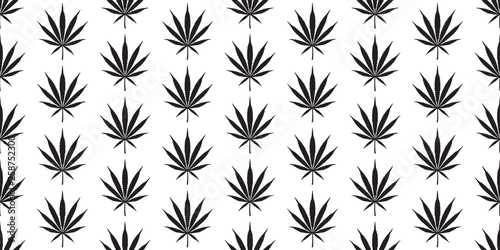 Marijuana seamless pattern cannabis weed vector leaf scarf isolated repeat wallpaper tile background plant © CNuisin