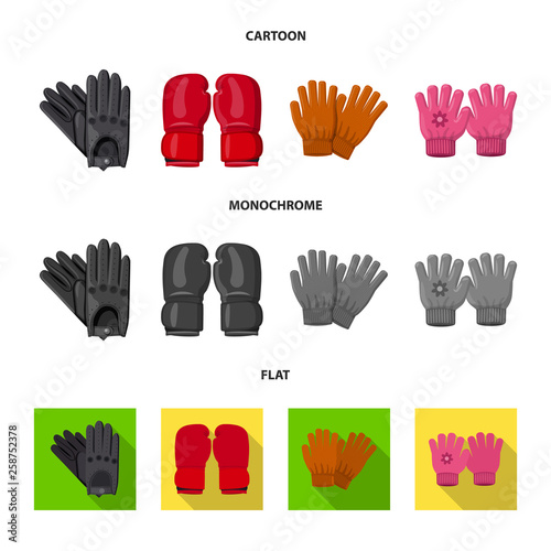 Vector design of glove and winter logo. Set of glove and equipment stock vector illustration.