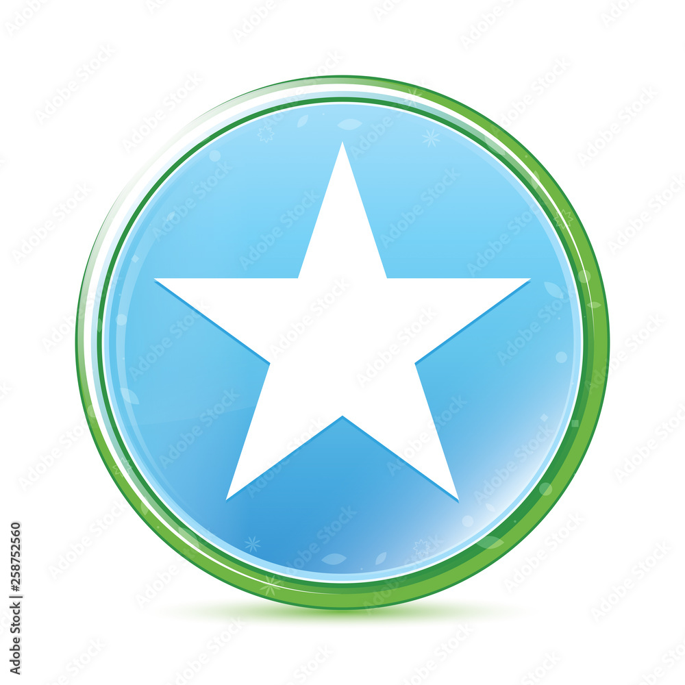 Star icon natural aqua cyan blue round button Star icon natural aqua cyan blue round button