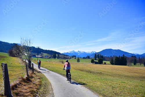 Two cyclists in the bavarian alps