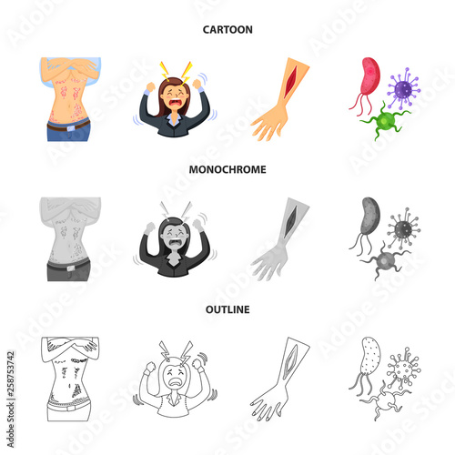 Isolated object of medical and pain  logo. Collection of medical and disease vector icon for stock.