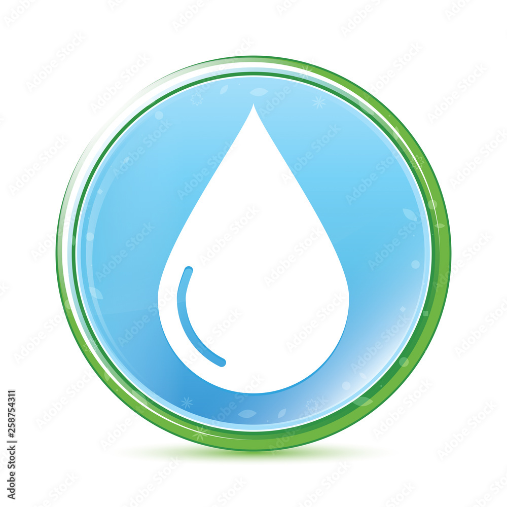Water drop icon natural aqua cyan blue round button Water drop icon natural aqua cyan blue round button