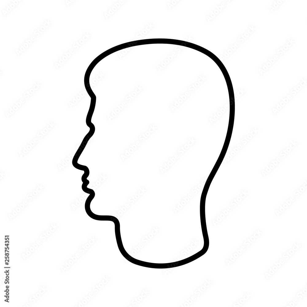 Man's head line icon. Silhouette of male profile with visible haircut. Vector Illustration Man's head line icon. Silhouette of male profile with visible haircut. Vector Illustration