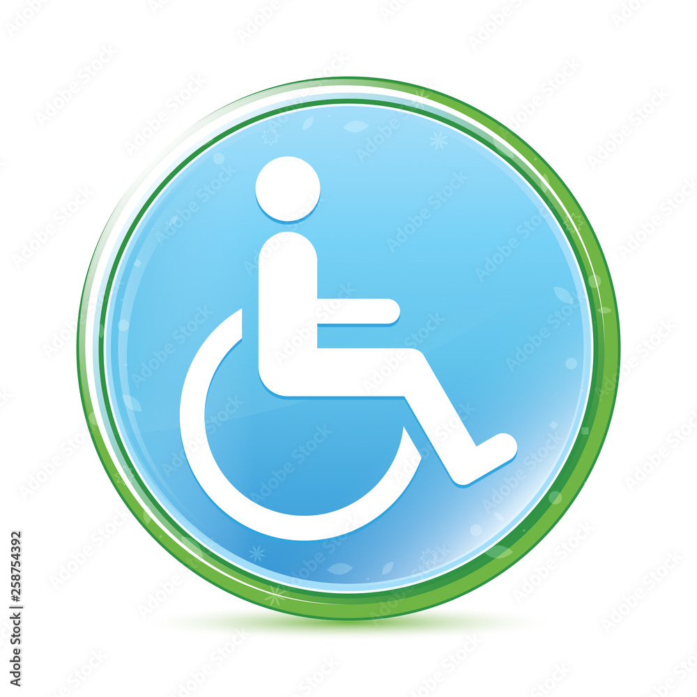 Wheelchair handicap icon natural aqua cyan blue round button Wheelchair handicap icon natural aqua cyan blue round button