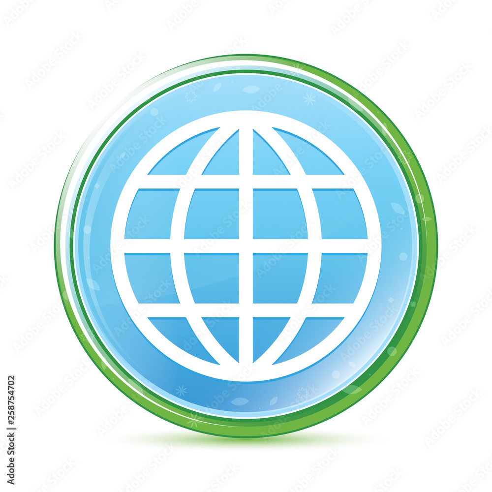 World icon natural aqua cyan blue round button World icon natural aqua cyan blue round button