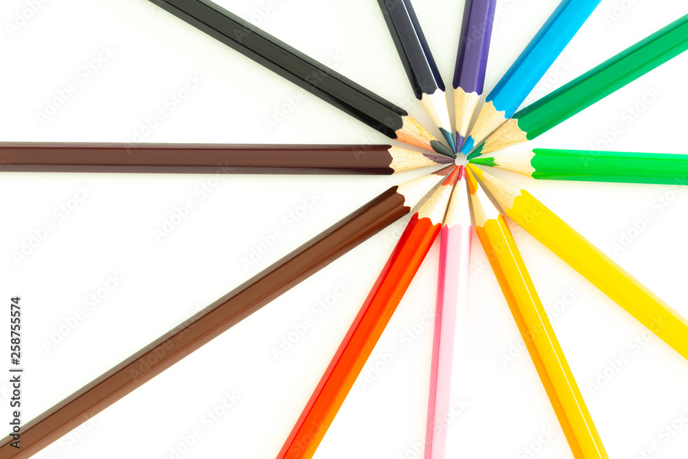 Fototapeta premium colored pencils on a white background