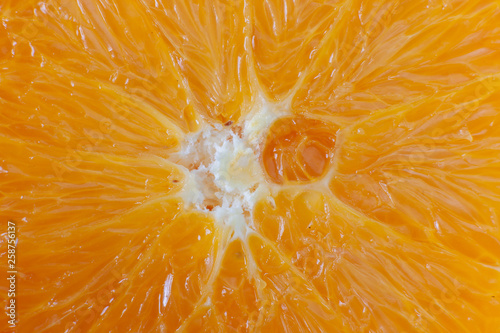 orange pulp in a cut close-up