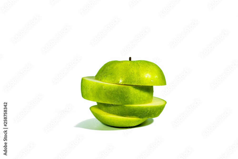 custom made wallpaper toronto digitalSliced green apples, stacked isolated on a white background