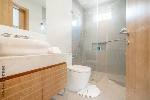 Luxury bathroom features basin  toilet bowl home  house  building
