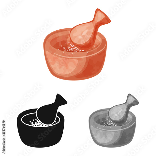 Vector design of mortar and seasoning icon. Collection of mortar and salty stock symbol for web.