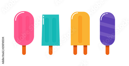 kawaii Cute Pastel set Ice cream sweet desserts cartoon with different types isolated on White Background for cafe or restaurant. illustration Vector.