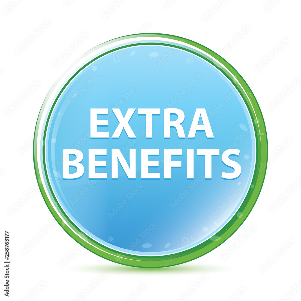 Extra Benefits natural aqua cyan blue round button Extra Benefits natural aqua cyan blue round button