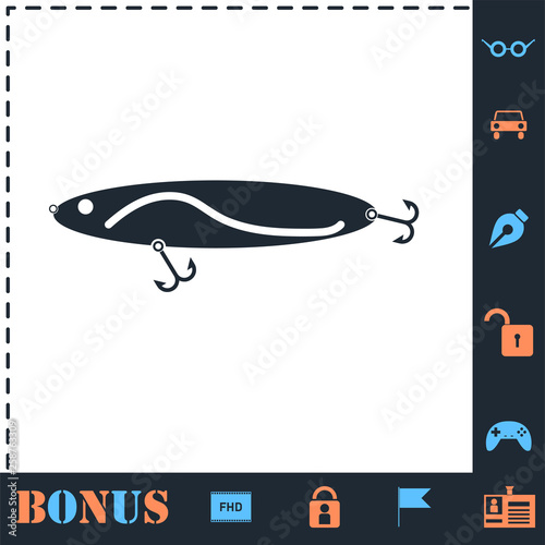 Fishing tackle icon flat