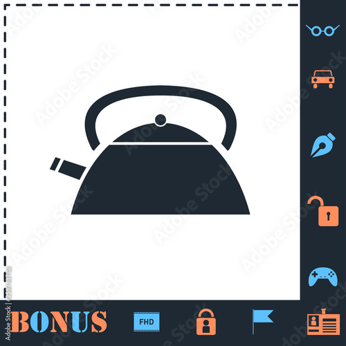 Teapot kettle icon flat