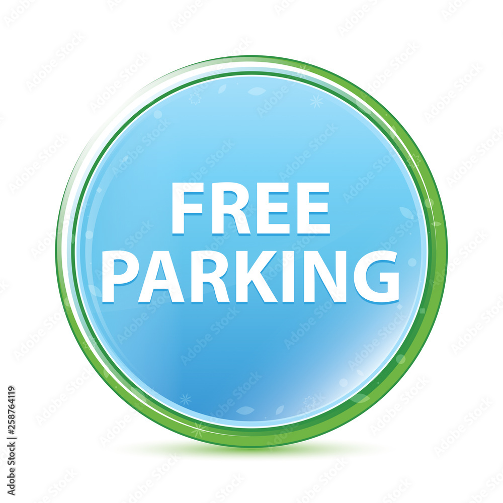 Free Parking natural aqua cyan blue round button Free Parking natural aqua cyan blue round button