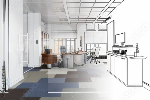 Executive Office 01 (drawing) - 3d illustration