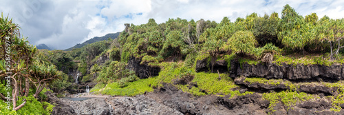 Panorama of the beautiful Seven Sacred Pools near Hana