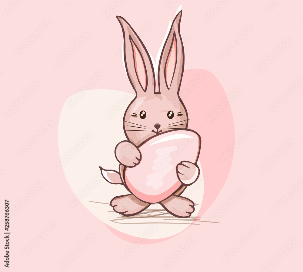 Obraz premium Easter Bunny. pink hare. Easter Vector illustration. Eps
