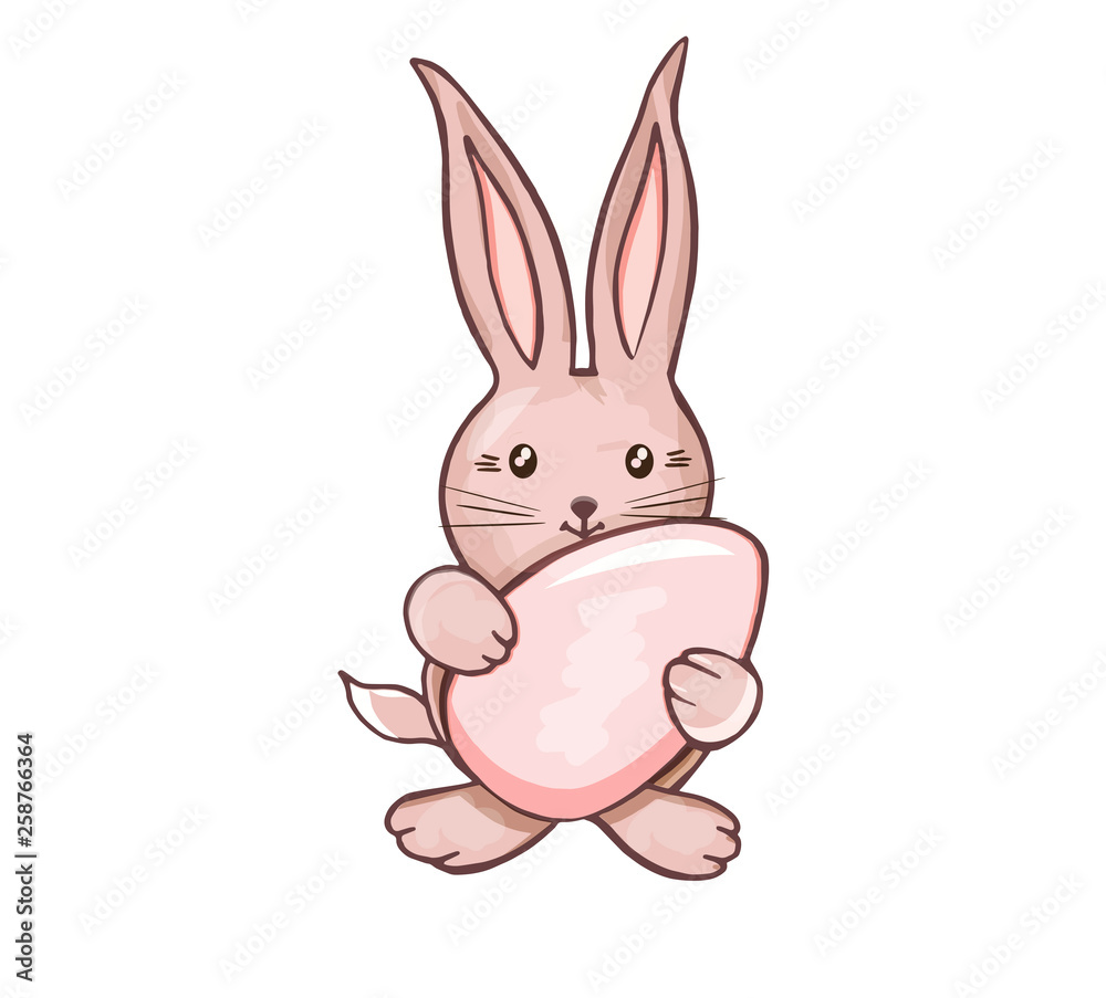 Easter bunny holds an egg. Vector illustration. Freehand drawing. Eps Easter bunny holds an egg. Vector illustration. Freehand drawing. Eps