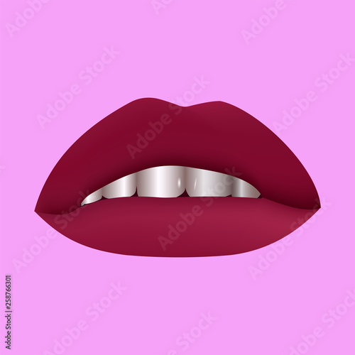 Red Female lip. Vector