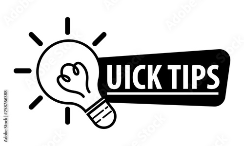 The Luminous lightbulb icon forms the Quick Tips Text Vector