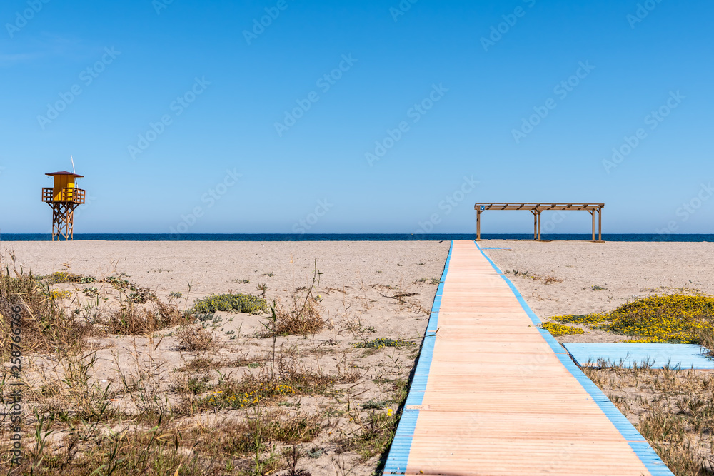 Obraz premium Footpath leads to a naturist beach in Vera, Spain.