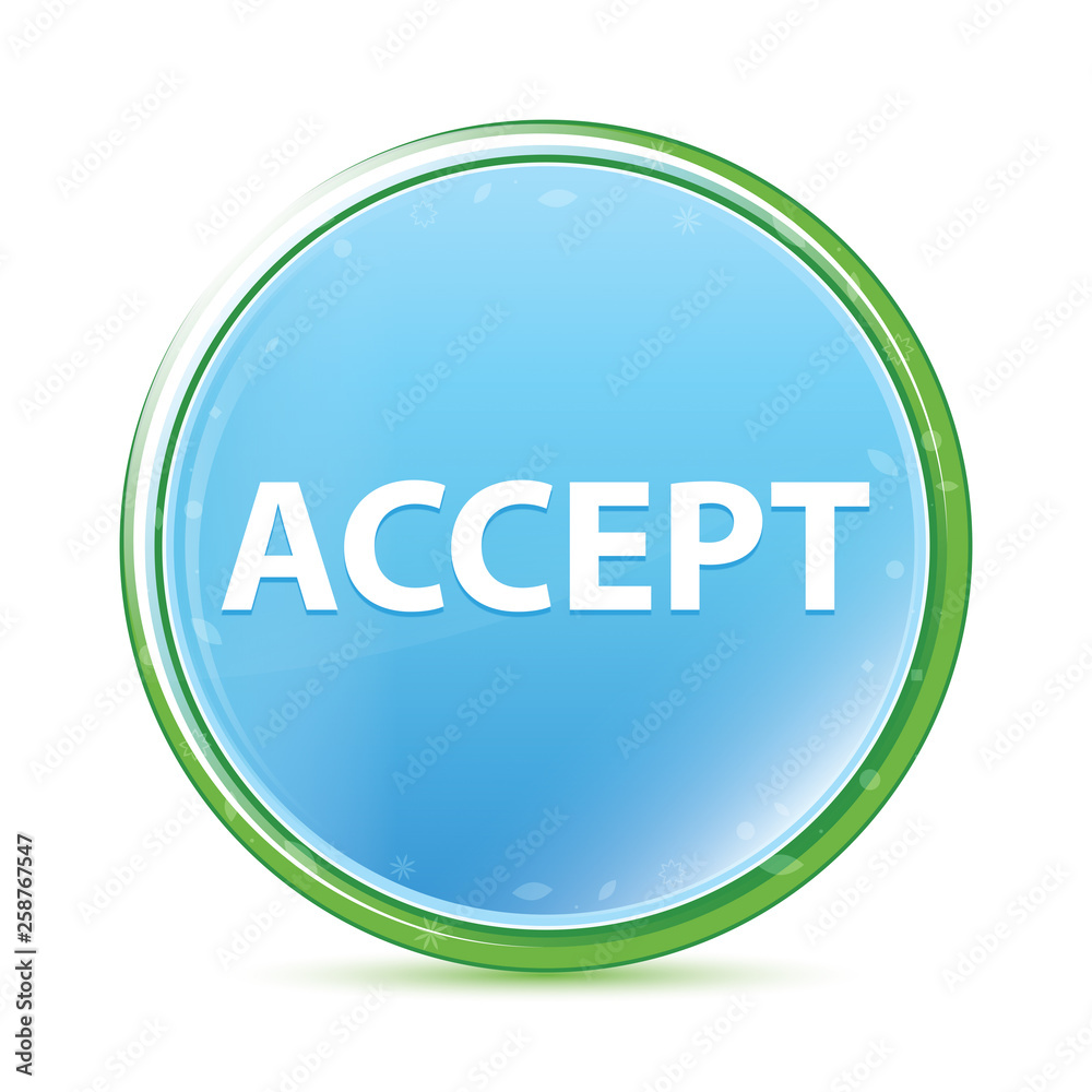 Accept natural aqua cyan blue round button Accept natural aqua cyan blue round button